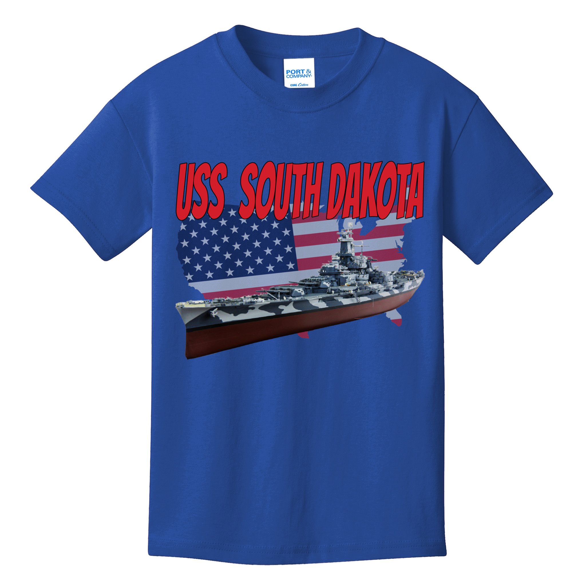 Uss South Dakota Bbgift57 Ww2 War Veteran Battleship Dad Boy Gift Kids T-Shirt