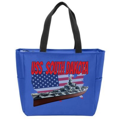Uss South Dakota Bbgift57 Ww2 War Veteran Battleship Dad Boy Gift Zip Tote Bag