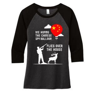 Us Shoots Down Chinese Airship Spy Balloon Over Atlantic Women's Tri-Blend 3/4-Sleeve Raglan Shirt