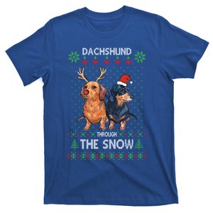 Ugly Sweater Dachshund Dog Through The Snow Merry Christmas Cute Gift T-Shirt