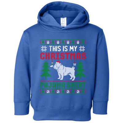 Ugly Sweater English Bulldog This Is My Christmas Pajama Gift Toddler Hoodie