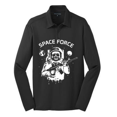 Us Space Force Silk Touch Performance Long Sleeve Polo