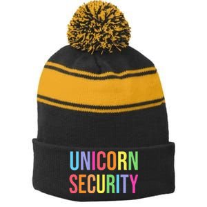 Unicorn Security Funny Birthday Girl Gifts Dad Mom Daughter Stripe Pom Pom Beanie