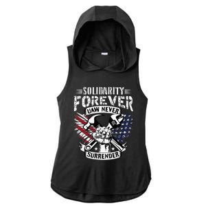 USA Solidarity Forever UAW Never Surrender Union Strong Ladies PosiCharge Tri-Blend Wicking Draft Hoodie Tank