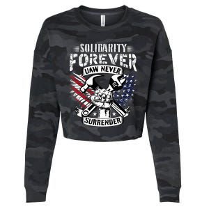 USA Solidarity Forever UAW Never Surrender Union Strong Cropped Pullover Crew