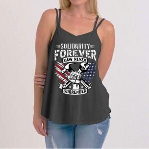 USA Solidarity Forever UAW Never Surrender Union Strong Women's Strappy Tank