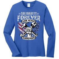 USA Solidarity Forever UAW Never Surrender Union Strong Ladies Long Sleeve Shirt