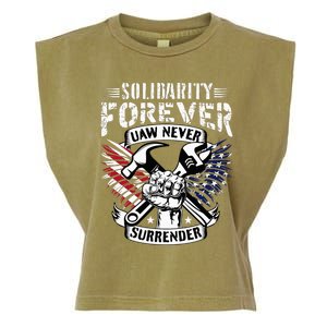 USA Solidarity Forever UAW Never Surrender Union Strong Garment-Dyed Women's Muscle Tee