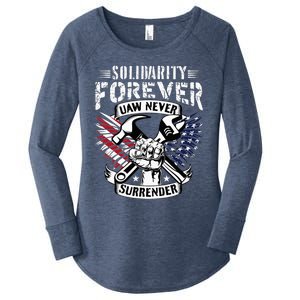 USA Solidarity Forever UAW Never Surrender Union Strong Women's Perfect Tri Tunic Long Sleeve Shirt