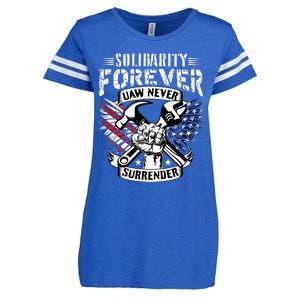 USA Solidarity Forever UAW Never Surrender Union Strong Enza Ladies Jersey Football T-Shirt