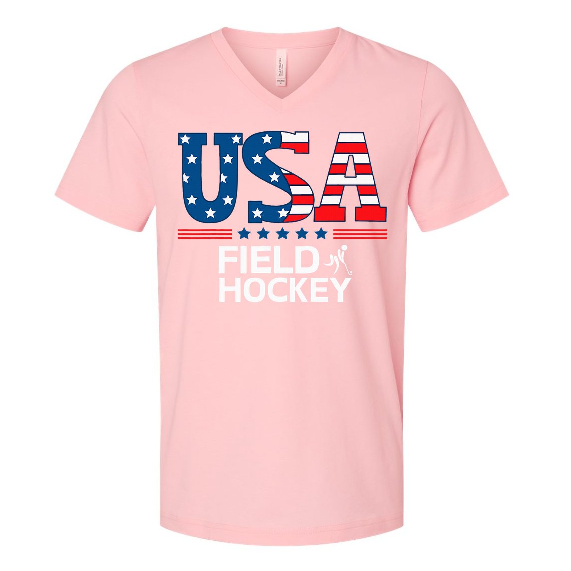 United States Flag Field Hockey Usa Team Sport Field Hockey V-Neck T-Shirt