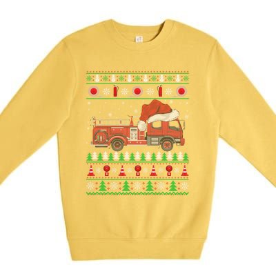 Ugly Style Fire Truck Fire Firefighter Christmas Meaningful Gift Premium Crewneck Sweatshirt