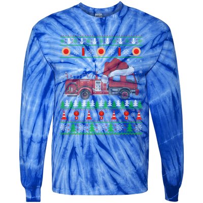 Ugly Style Fire Truck Fire Firefighter Christmas Meaningful Gift Tie-Dye Long Sleeve Shirt