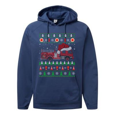 Ugly Style Fire Truck Fire Firefighter Christmas Meaningful Gift Performance Fleece Hoodie