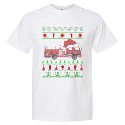 Ugly Style Fire Truck Fire Firefighter Christmas Meaningful Gift Garment-Dyed Heavyweight T-Shirt