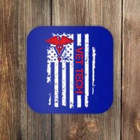 United States Flag Usa American Vet Tech Veterinarian Gift Coaster