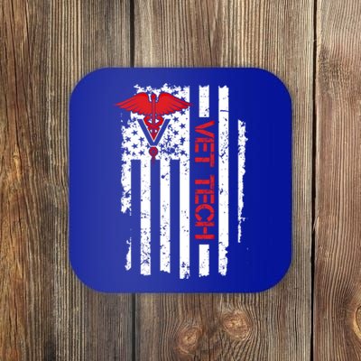 United States Flag Usa American Vet Tech Veterinarian Gift Coaster