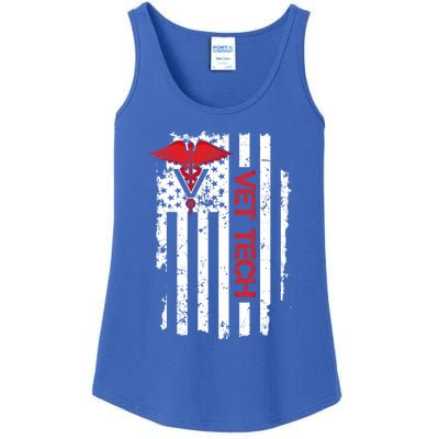 United States Flag Usa American Vet Tech Veterinarian Gift Ladies Essential Tank