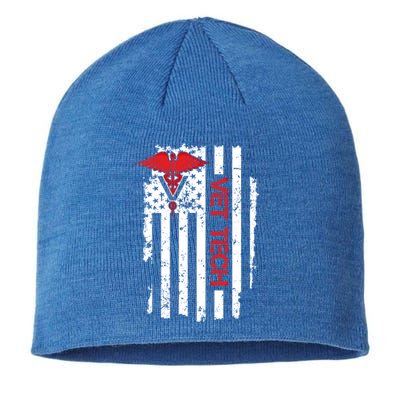 United States Flag Usa American Vet Tech Veterinarian Gift Sustainable Beanie