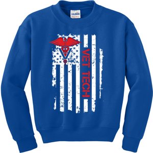 United States Flag Usa American Vet Tech Veterinarian Gift Kids Sweatshirt