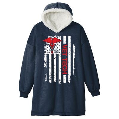 United States Flag Usa American Vet Tech Veterinarian Gift Hooded Wearable Blanket