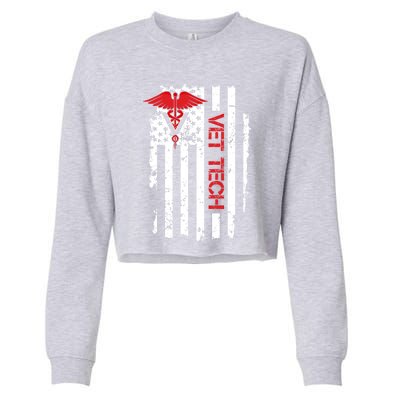 United States Flag Usa American Vet Tech Veterinarian Gift Cropped Pullover Crew