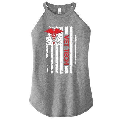 United States Flag Usa American Vet Tech Veterinarian Gift Women’s Perfect Tri Rocker Tank