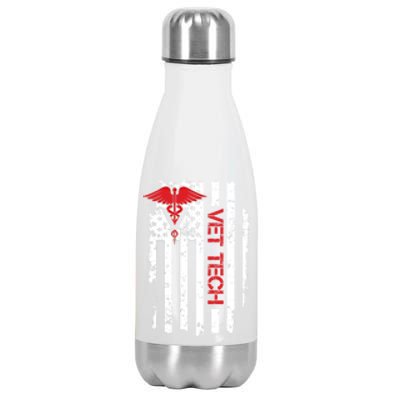 United States Flag Usa American Vet Tech Veterinarian Gift Stainless Steel Insulated Water Bottle