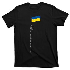 Ukraine Signature Flag Pole Patriotic Ukrainian Flag T-Shirt