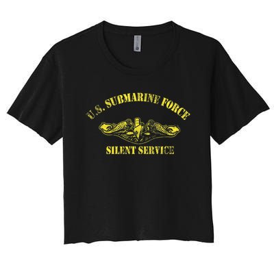 U.S Submarine Force Silent Service Veteran Submariner Women's Crop Top Tee