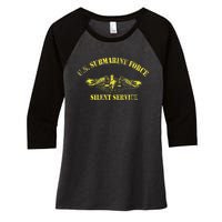 U.S Submarine Force Silent Service Veteran Submariner Women's Tri-Blend 3/4-Sleeve Raglan Shirt