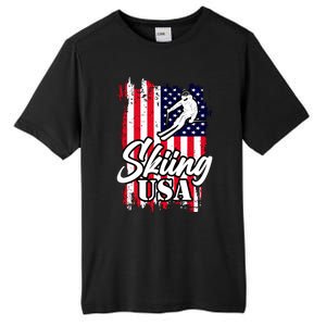 USA Skiing Flag Design Tall Fusion ChromaSoft Performance T-Shirt