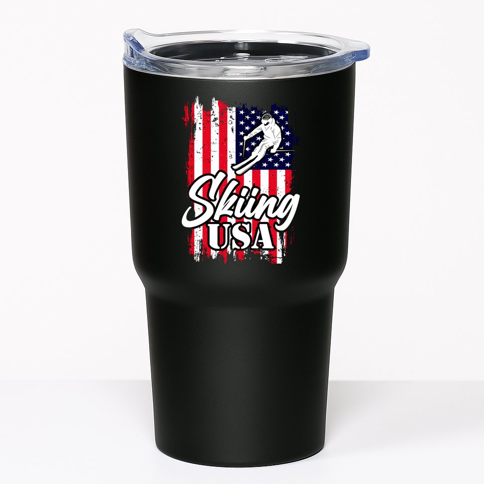 USA Skiing Flag Design Tumbler