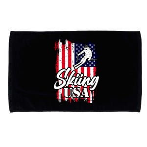 USA Skiing Flag Design Microfiber Hand Towel