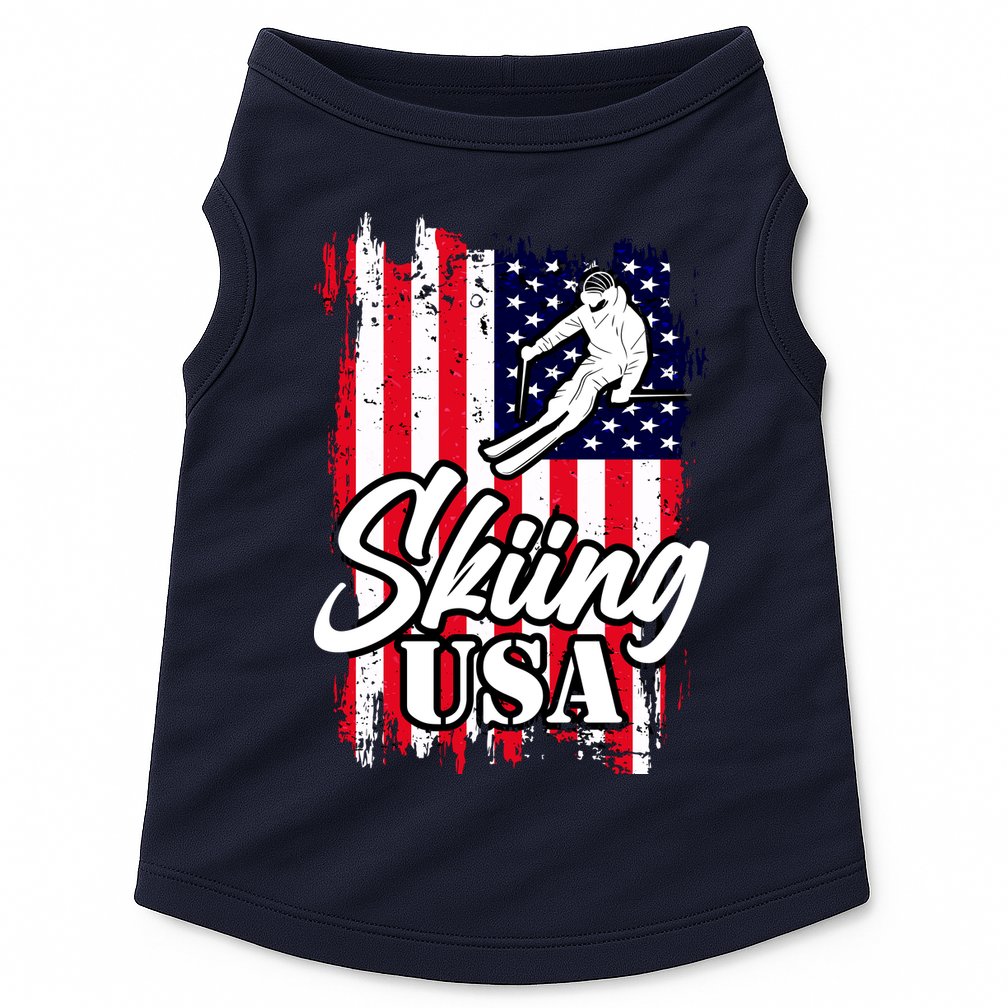 USA Skiing Flag Design Doggie Tank