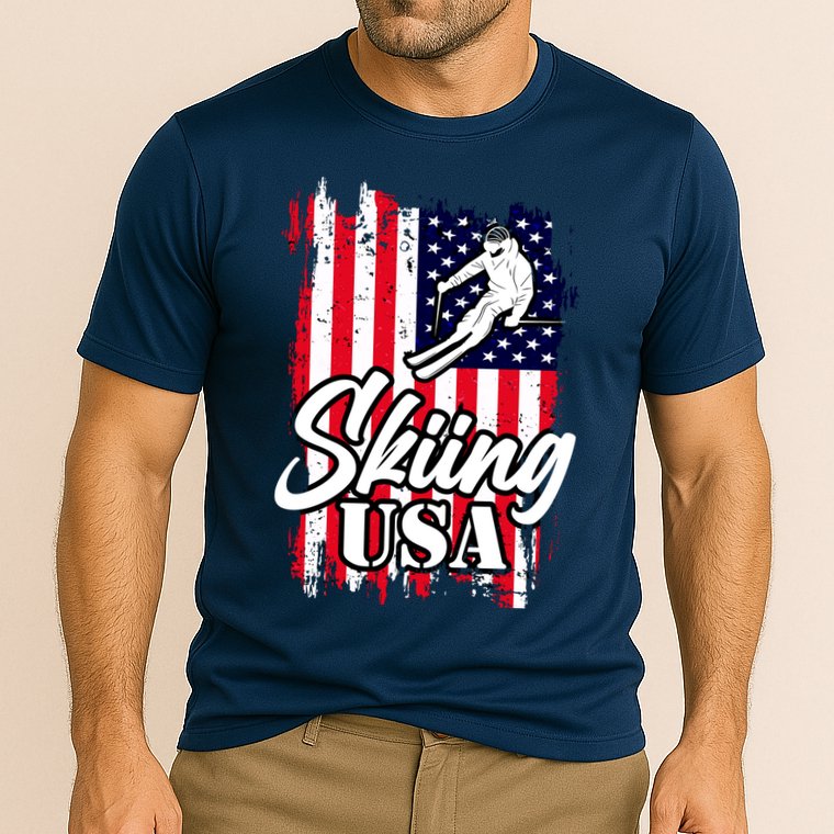USA Skiing Flag Design Cooling Performance Crew T-Shirt