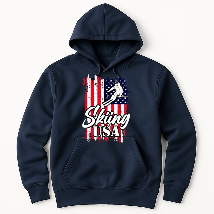 USA Skiing Flag Design Hoodie