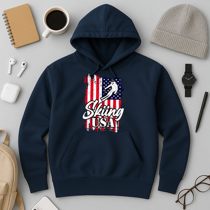 USA Skiing Flag Design Hoodie
