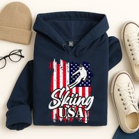 USA Skiing Flag Design Hoodie