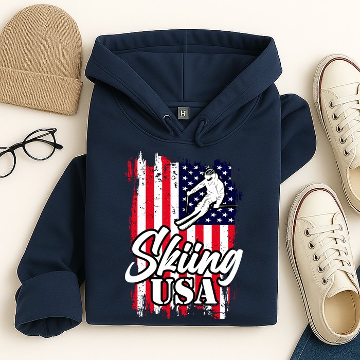 USA Skiing Flag Design Hoodie