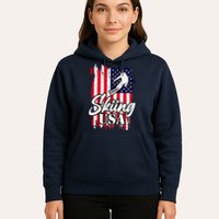 USA Skiing Flag Design Hoodie