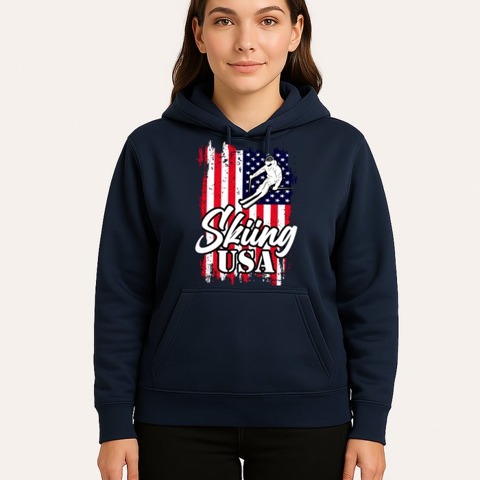 USA Skiing Flag Design Hoodie