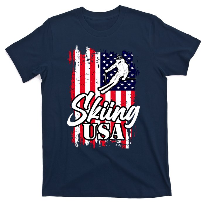 USA Skiing Flag Design T-Shirt