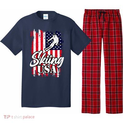 USA Skiing Flag Design Pajama Set