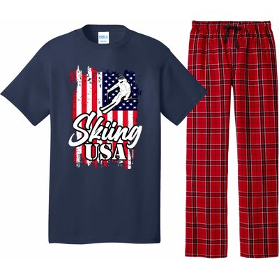 USA Skiing Flag Design Pajama Set