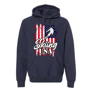 USA Skiing Flag Design Premium Hoodie