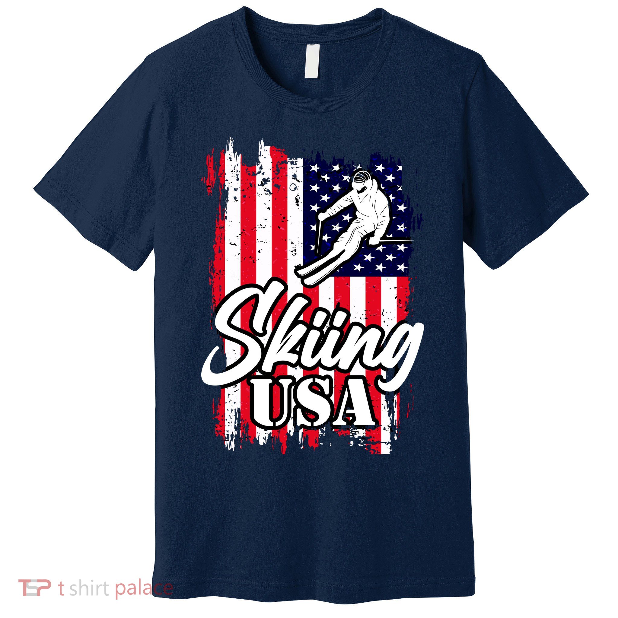 USA Skiing Flag Design Premium T-Shirt