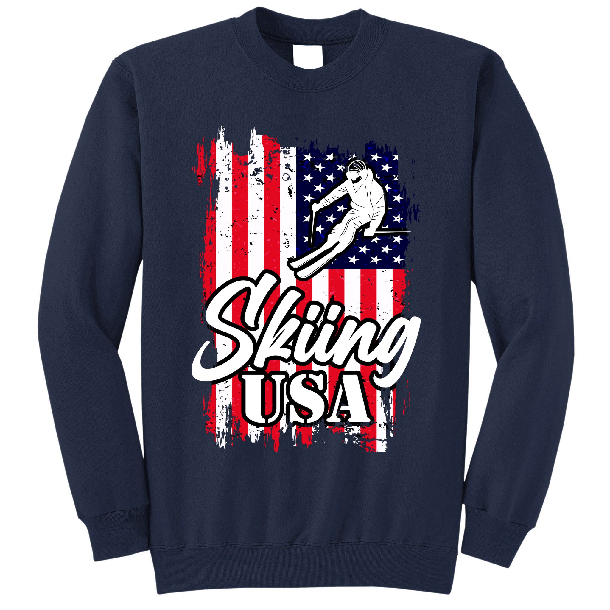 USA Skiing Flag Design Tall Sweatshirt