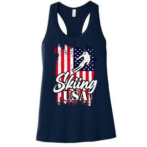 USA Skiing Flag Design Women's Racerback Tank