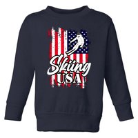 USA Skiing Flag Design Toddler Sweatshirt